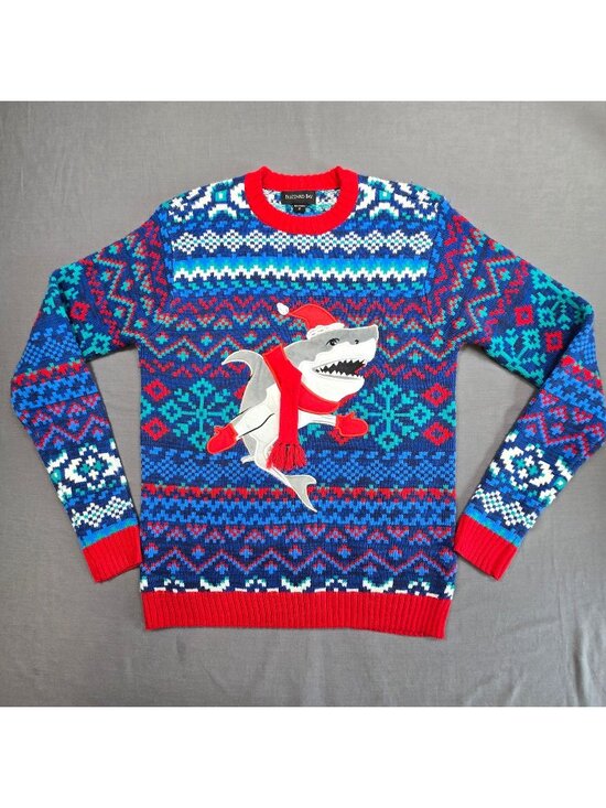 Blizzard Bay Other - Blizzard Bay S Mens Knit Christmas Sweater Red Blue Shark Fair Isle Ugly Holiday